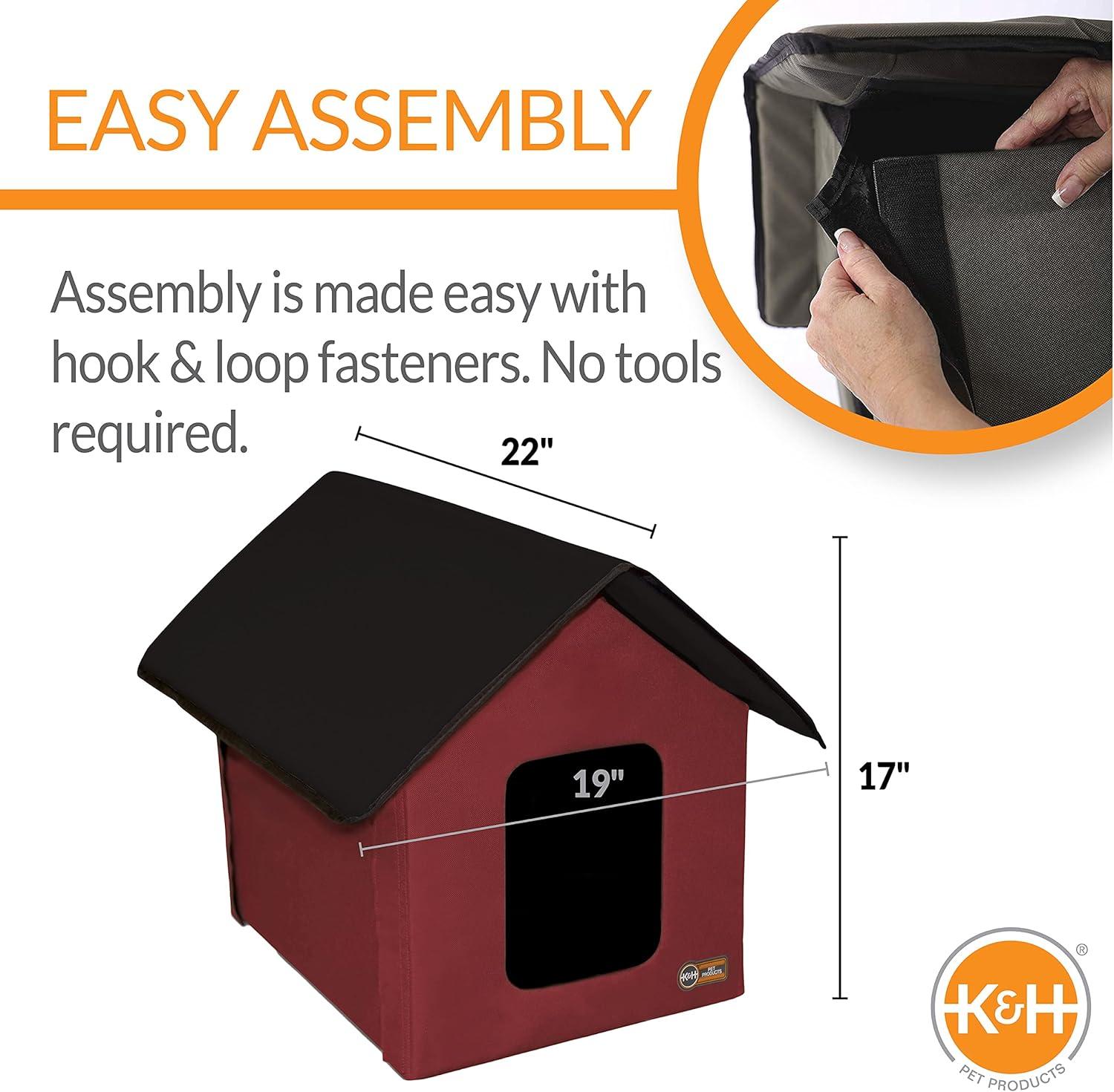 imageKampampH Pet Products Heated Outdoor Cat House for Outside Pets in Winter Weatherproof Outdoor House for Ferals Insulated Kitty Shelter 2 Doors Waterproof Heated Cat Bed Safety Listed  OliveBlackRedBlack