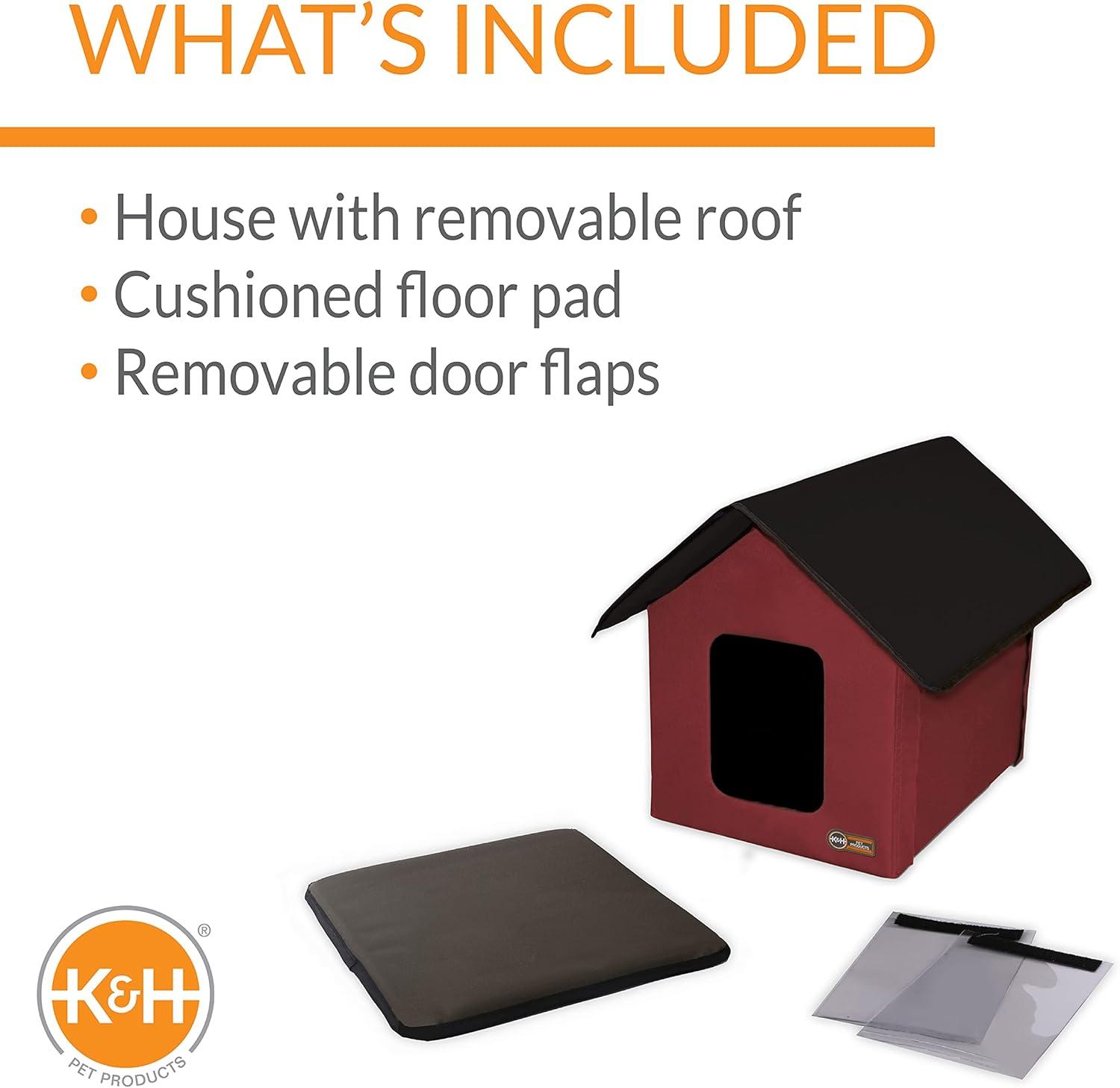 imageKampampH Pet Products Heated Outdoor Cat House for Outside Pets in Winter Weatherproof Outdoor House for Ferals Insulated Kitty Shelter 2 Doors Waterproof Heated Cat Bed Safety Listed  OliveBlackRedBlack