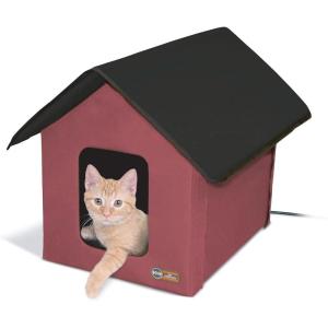 imageKampampH Pet Products Heated Outdoor Cat House for Outside Pets in Winter Weatherproof Outdoor House for Ferals Insulated Kitty Shelter 2 Doors Waterproof Heated Cat Bed Safety Listed  OliveBlackRedBlack