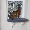 imageKampampH Pet Products Kitty Sill Cat Window Perch for Large Cats Orthopedic Window Hammock Bed Holds 40LBS Washable Cover Kitty Windowsill Bed Seat for Indoors  Gray Fleece Unheated 14 X 24in
