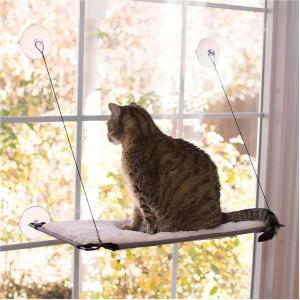 imageKampampH Pet Products Window Lounger Cat Window Perch for Large Cats Sturdy Kitty Sill Window Hammock Bed Steel Frame Sturdy Suction Cups Washable Shelf Cover Foldable  23 X 12in Fleece