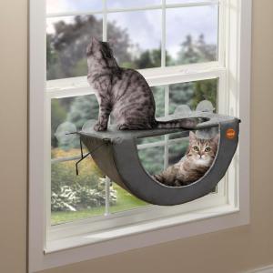 image:imageKampH Cat Window Perch EZ Mount Double Window Hammock  Sturdy 2Level Kitty Sill Seat Strong Suction Cups Metal Frame CordFree Cozy Sunbathing Bed for Multiple Indoor Cats Holds 50 lbs