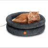 image:imageKampH Heated Cat Bed Indoor Thermo Pet Cuddler with Removable Waterproof Cat Heating Pad Calming Warm Small Dog Donut Bed with Dual Bolsters Machine Washable Non Slip Base MET Listed  Gray 22