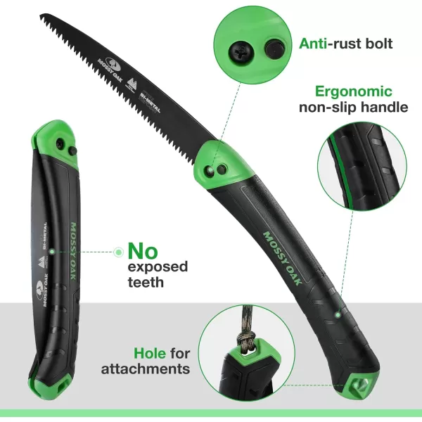 MOSSY OAK Folding Saw  7 Inch Pruning Hand Saw with Pouch D6A  M2 Bimetal Saw Blade Hunting Saw Foldable for Deer Tree Wood and Limb Cutting7 inches