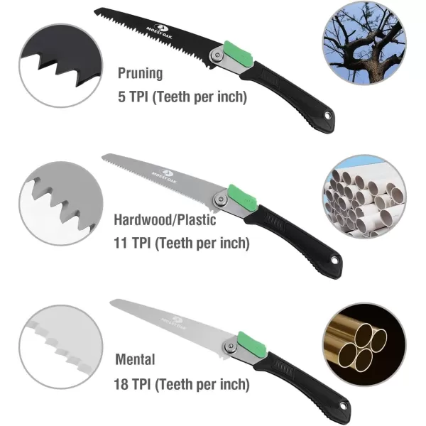 MOSSY OAK Folding Saw  7 Inch Pruning Hand Saw with Pouch D6A  M2 Bimetal Saw Blade Hunting Saw Foldable for Deer Tree Wood and Limb Cutting712 inches