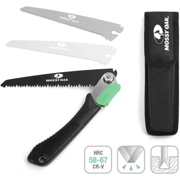 MOSSY OAK Folding Saw  7 Inch Pruning Hand Saw with Pouch D6A  M2 Bimetal Saw Blade Hunting Saw Foldable for Deer Tree Wood and Limb Cutting712 inches