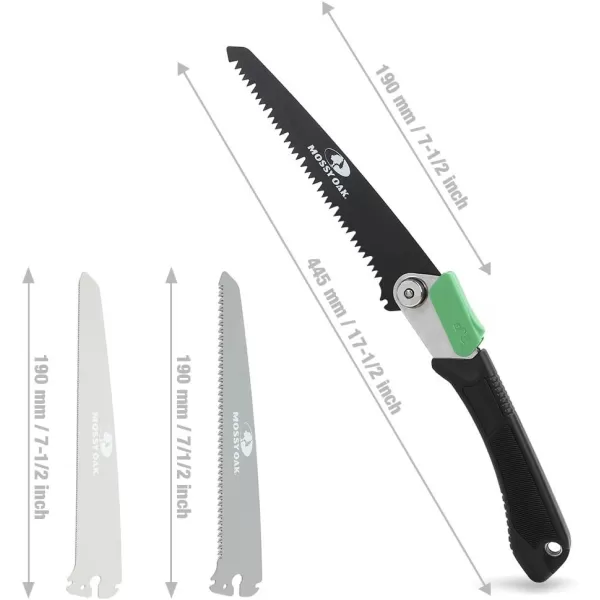 MOSSY OAK Folding Saw  7 Inch Pruning Hand Saw with Pouch D6A  M2 Bimetal Saw Blade Hunting Saw Foldable for Deer Tree Wood and Limb Cutting712 inches