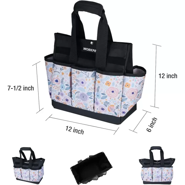 WORKPRO Garden Tool Bag 9 Pockets Garden Tote Bag Heavy Duty Oxford Garden Tool Storage Bag Gardening Tool Kit Holder Tools NOT Included 12 x 12 x 6 Blue InsectsFloral White