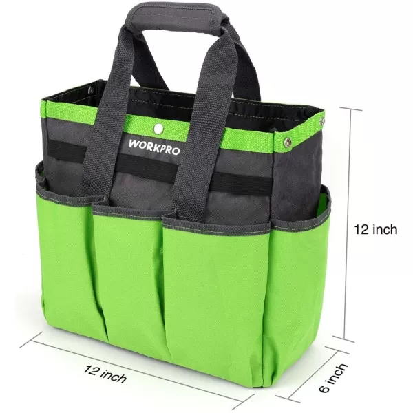 WORKPRO Garden Tool Bag 9 Pockets Garden Tote Bag Heavy Duty Oxford Garden Tool Storage Bag Gardening Tool Kit Holder Tools NOT Included 12 x 12 x 6 Blue InsectsGreen