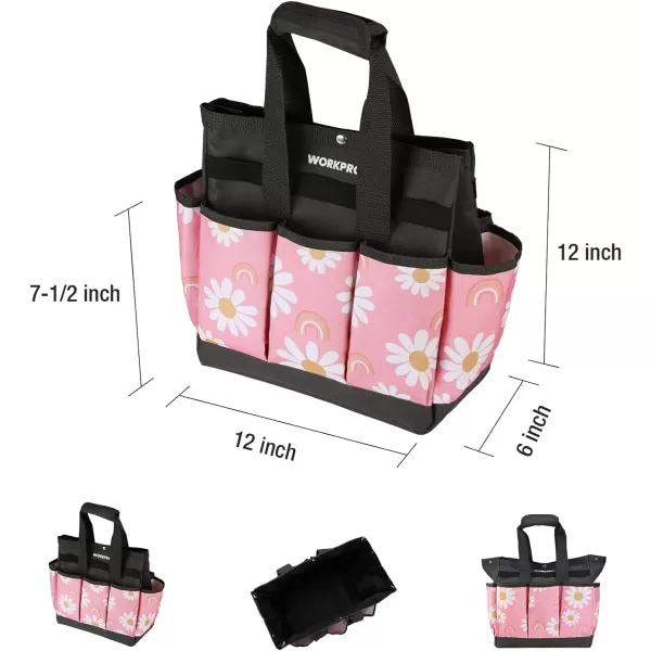 WORKPRO Garden Tool Bag 9 Pockets Garden Tote Bag Heavy Duty Oxford Garden Tool Storage Bag Gardening Tool Kit Holder Tools NOT Included 12 x 12 x 6 Blue InsectsFloral Pink