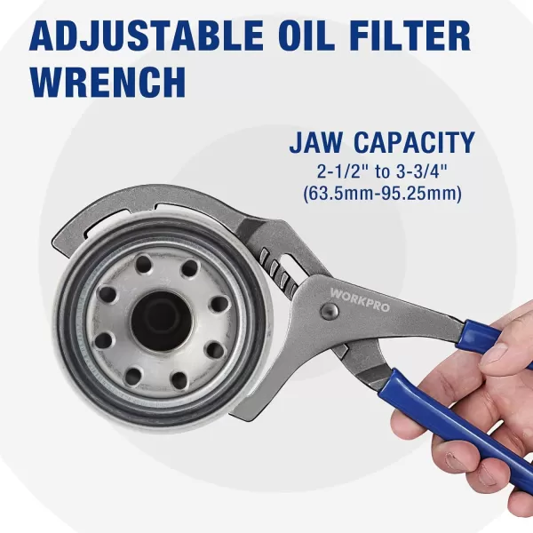 WORKPRO Oil Filter Wrench 12 Oil Filter Removal Tools 5Position Adjustable Design Oil Filter Pliers Fits Oil Filters from 212 to 334 in Diameter Ideal for Engine Filters Cars and Trucks12