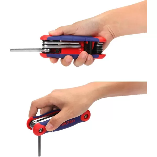 WORKPRO W022005 Folding Hex Key Set SAE ChromeVanadium Steel Hardened and Tempered 9 Piece SetWORKPRO W022005 Folding Hex Key Set SAE ChromeVanadium Steel Hardened and Tempered 9 Piece Set