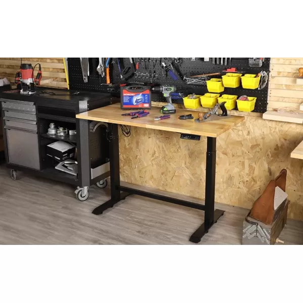 WORKPRO 48 Height Adjustable Work Table with Crank Handle and Casters 48 x 24 Wooden Top Standing Desk Workbench Heights from 2938 500 Lbs Load Capacity for Garage Office Home4FT Electric Lifting