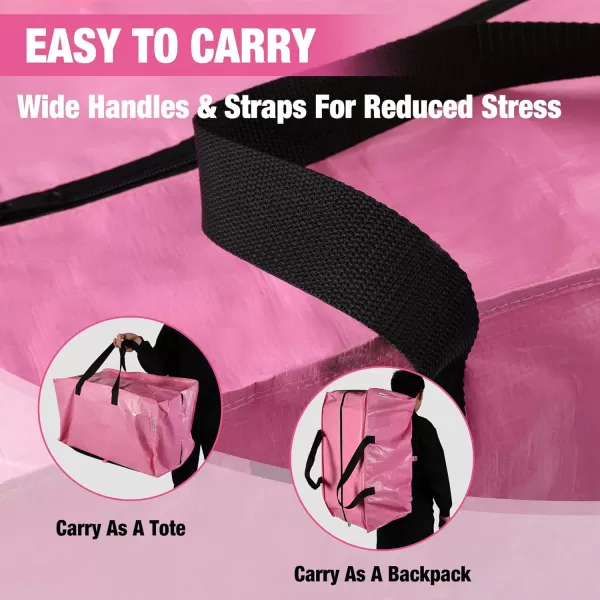 WORKPRO 6 Pack Extra Large Moving Bags with Zippers ampamp Carrying Handles Backpack Straps HeavyDuty Storage Tote for Space Saving Moving Storage  PinkPink