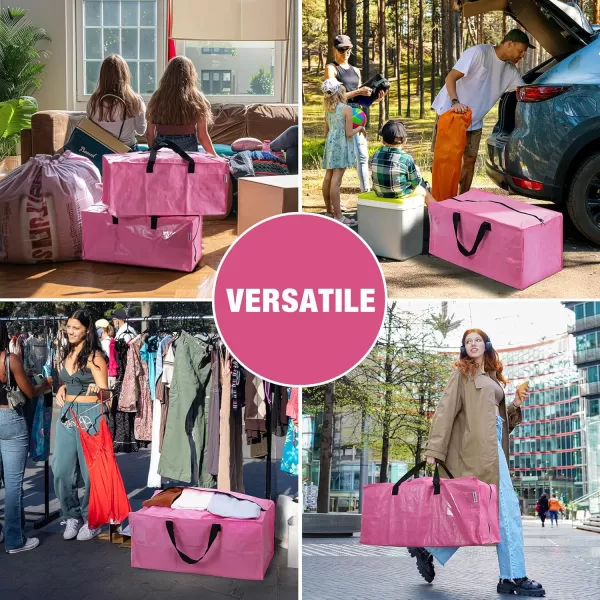 WORKPRO 6 Pack Extra Large Moving Bags with Zippers ampamp Carrying Handles Backpack Straps HeavyDuty Storage Tote for Space Saving Moving Storage  PinkPink