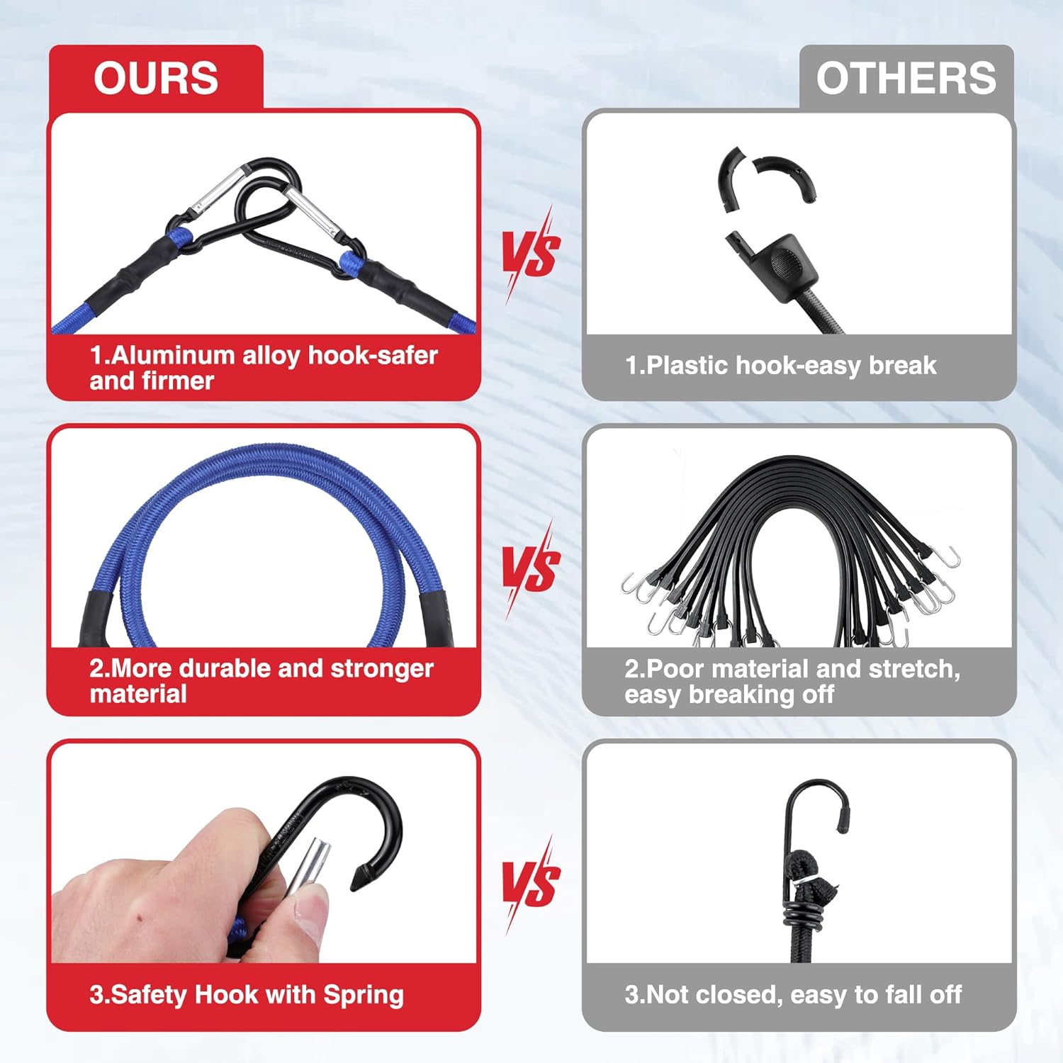 WORKPRO Bungee Cords with Aluminum Alloy Hook 8 Pack Long Heavy Duty Bungee Cord Assorted Size 18 24 48 60 Extra Strong Black Bungee Straps for Luggage Rack Camping Cargo Bike TransportingWORKPRO Bungee Cords with Aluminum Alloy Hook 8 Pack Long Heavy Duty Bungee Cord Assorted Size 18 24 48 60 Extra Strong Black Bungee Straps for Luggage Rack Camping Cargo Bike Transporting