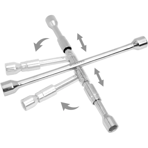 WORKPRO 14Inch Universal Folding Lug Wrench 4Way Cross WrenchWORKPRO 14Inch Universal Folding Lug Wrench 4Way Cross Wrench