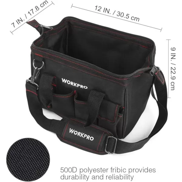 WORKPRO 16inch Close Top Wide Mouth Tool Storage Bag with Water Proof Rubber Base W081022A 16Storage Tool Bag  32581 Screwdriver Set 12