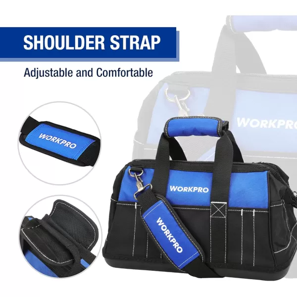 WORKPRO 16inch Wide Mouth Tool Bag with Water Proof Molded BaseWORKPRO 16inch Wide Mouth Tool Bag with Water Proof Molded Base