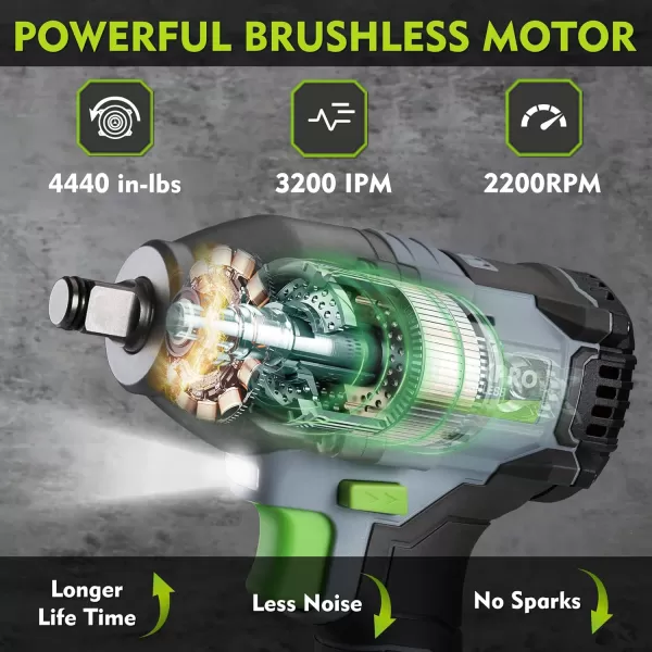 WORKPRO 20V Cordless Impact Wrench 12inch 320 Ft Pounds Max Torque 4Pcs Drive Impact Sockets 20Ah Liion Battery with Fast Charger Belt Clip for Easy CarryingBRUSHLESS MOTOR