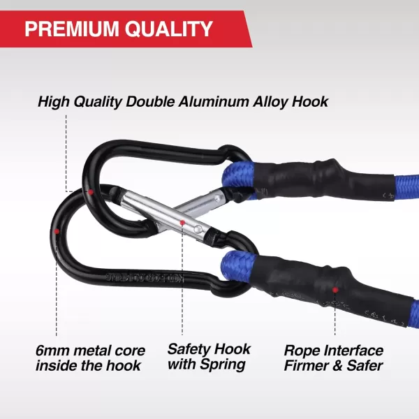 WORKPRO 24 Inch Bungee Cord with Aluminum Alloy Hook 4 Pack Superior Rubber Heavy Duty Straps Strong Elastic Rope for Outdoor Tent Luggage Rack Camping Cargo Bike Transporting Storage BlueWORKPRO 24 Inch Bungee Cord with Aluminum Alloy Hook 4 Pack Superior Rubber Heavy Duty Straps Strong Elastic Rope for Outdoor Tent Luggage Rack Camping Cargo Bike Transporting Storage Blue