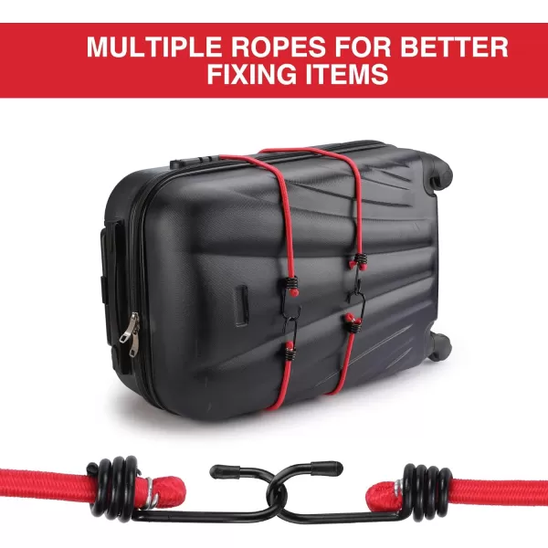 WORKPRO 24 Inch Bungee Cord with Hooks 4 Pack Superior Rubber Heavy Duty Straps Strong Elastic Rope for Outdoor Tent Luggage Rack Camping Cargo RV Bike Transporting Storage RedWORKPRO 24 Inch Bungee Cord with Hooks 4 Pack Superior Rubber Heavy Duty Straps Strong Elastic Rope for Outdoor Tent Luggage Rack Camping Cargo RV Bike Transporting Storage Red