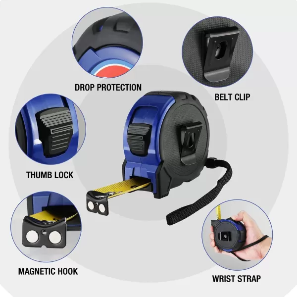 WORKPRO 25FT Tape Measure 18 Fractions Easy Read Measuring Tape Retractable Nylon Coating Measurement Tape Accuracy 132 Magnetic Hook Belt Clip Rubber Protective CasingWORKPRO 25FT Tape Measure 18 Fractions Easy Read Measuring Tape Retractable Nylon Coating Measurement Tape Accuracy 132 Magnetic Hook Belt Clip Rubber Protective Casing