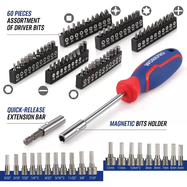 WORKPRO 39Piece Drive Socket Set 1438 CRV Metric and Imperial Sockets with QuickRelease Ratchet Wrench Compact Sockets Set for Car Repair192 Pieces