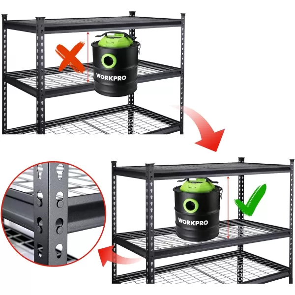 WORKPRO 3Tier Garage Shelving Unit Heavy Duty 5400 LBS Load Capacity Metal Storage Rack 50W x 18D x 47H Height Adjustable Industrial Shelving for Garage Warehouse Shop10 48u201DW x 24u201DD x 72u201DH