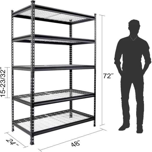 WORKPRO 3Tier Garage Shelving Unit Heavy Duty 5400 LBS Load Capacity Metal Storage Rack 50W x 18D x 47H Height Adjustable Industrial Shelving for Garage Warehouse Shop10 48u201DW x 24u201DD x 72u201DH