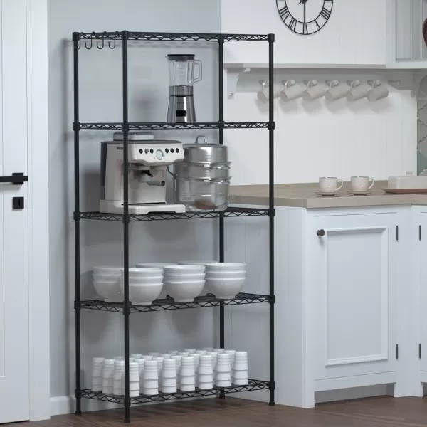 WORKPRO 5Tier Wire Shelving Unit 36W x 14D x 72H Metal Storage Shelves Rack Heavy Duty Utility Shelving 1750 LBS Load Capacity Total Kitchen Living Room Basement Garage30 W x 14 D x 60 H