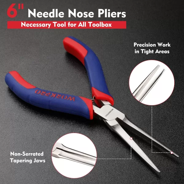 WORKPRO 6 Needle Nose Pliers Mini Long Nose Pliers with Comfort Grip Handles Pliers Needle Nose for Wire Wrapping Crafts Jewelry Making SuppliesWORKPRO 6 Needle Nose Pliers Mini Long Nose Pliers with Comfort Grip Handles Pliers Needle Nose for Wire Wrapping Crafts Jewelry Making Supplies