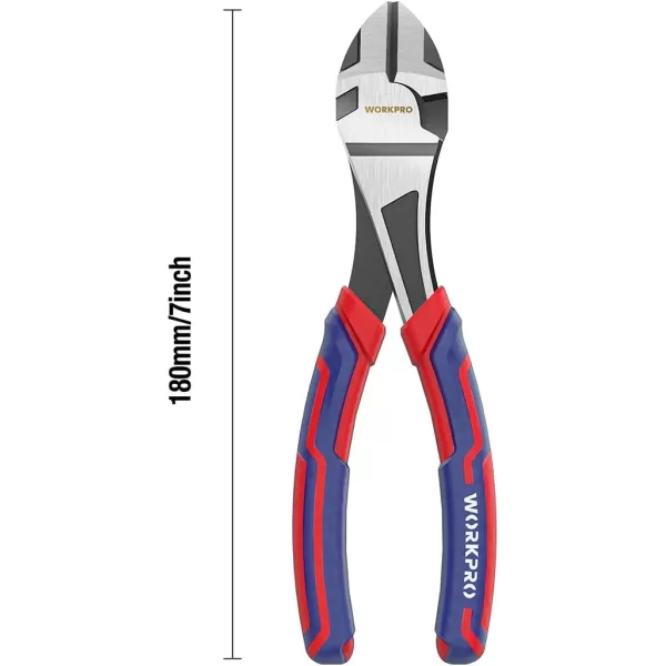 WORKPRO 7Inch Diagonal Pliers in CRV Steel for Cutting Wires Bimaterial Handle Comfort GripWORKPRO 7Inch Diagonal Pliers in CRV Steel for Cutting Wires Bimaterial Handle Comfort Grip