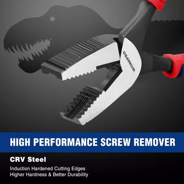 WORKPRO 8 Linesman Screw Extractor PliersCombination Pliers with Unique Nonslip Jaws Stripped Screw Remover Tool Lineman Pliers for Quickly Removal of Damaged or Rusted FastenersWORKPRO 8 Linesman Screw Extractor PliersCombination Pliers with Unique Nonslip Jaws Stripped Screw Remover Tool Lineman Pliers for Quickly Removal of Damaged or Rusted Fasteners