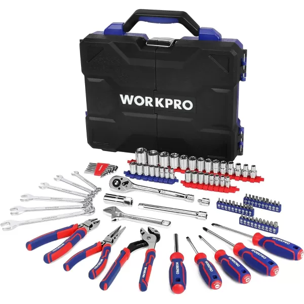 WORKPRO 87 Piece Household Hand Tool Kit General Auto Repair Tool Set with Pliers Screwdrivers Sockets Wrenches and Toolbox Storage Case Mechanic Tool Set for Homeowner Diyer HandymanWORKPRO 87 Piece Household Hand Tool Kit General Auto Repair Tool Set with Pliers Screwdrivers Sockets Wrenches and Toolbox Storage Case Mechanic Tool Set for Homeowner Diyer Handyman