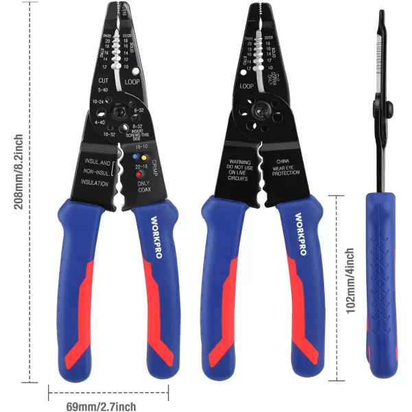 WORKPRO 8Inch Wire Stripper MultiTool Wire Cutter for Stripping Cutting and Crimping W091033AEWORKPRO 8Inch Wire Stripper MultiTool Wire Cutter for Stripping Cutting and Crimping W091033AE