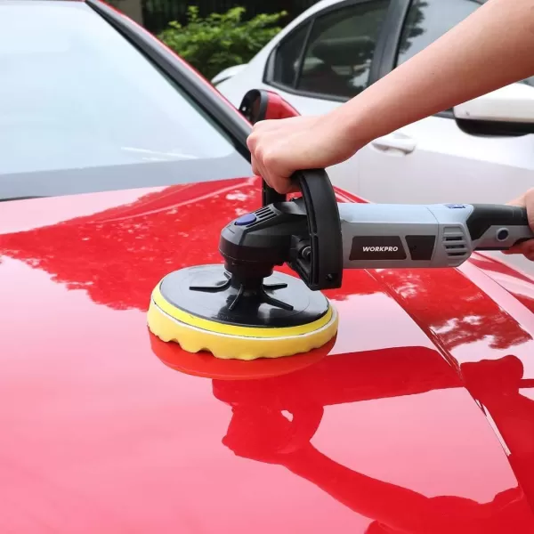 WORKPRO Buffer Polisher  7inch Car Buffer Waxer with 4 Buffing and Polishing Pads 6 Variable Speed 10003800 RPM Detachable Handle Ideal for Car Detailing Sanding Polishing WaxingWORKPRO Buffer Polisher  7inch Car Buffer Waxer with 4 Buffing and Polishing Pads 6 Variable Speed 10003800 RPM Detachable Handle Ideal for Car Detailing Sanding Polishing Waxing