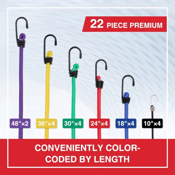 WORKPRO Bungee Cords Heavy Duty Outdoor  22 PCS in Storage Jar Includes 10 18 24 30 36 48 Bungie Cord Bundle Assortment with Metal HookWORKPRO Bungee Cords Heavy Duty Outdoor  22 PCS in Storage Jar Includes 10 18 24 30 36 48 Bungie Cord Bundle Assortment with Metal Hook
