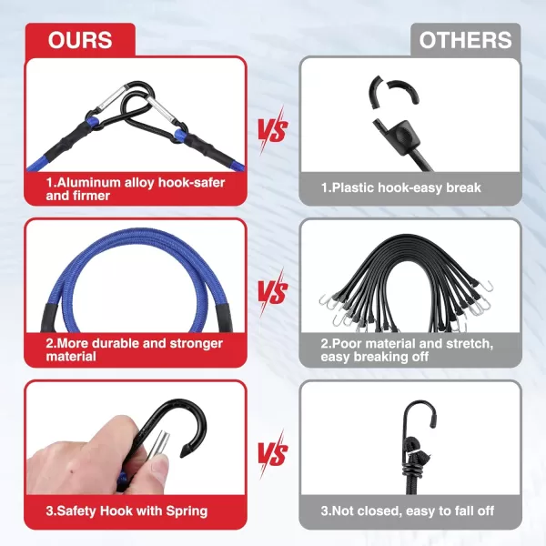 WORKPRO Bungee Cords with Aluminum Alloy Hook 8 Pack Long Heavy Duty Bungee Cord Assorted Size 18 24 48 60 Extra Strong Black Bungee Straps for Luggage Rack Camping Cargo Bike TransportingWORKPRO Bungee Cords with Aluminum Alloy Hook 8 Pack Long Heavy Duty Bungee Cord Assorted Size 18 24 48 60 Extra Strong Black Bungee Straps for Luggage Rack Camping Cargo Bike Transporting