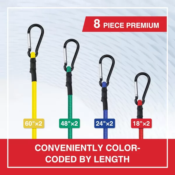 WORKPRO Bungee Cords with Aluminum Alloy Hook 8 Pack Long Heavy Duty Bungee Cord Assorted Size 18 24 48 60 Extra Strong Black Bungee Straps for Luggage Rack Camping Cargo Bike TransportingWORKPRO Bungee Cords with Aluminum Alloy Hook 8 Pack Long Heavy Duty Bungee Cord Assorted Size 18 24 48 60 Extra Strong Black Bungee Straps for Luggage Rack Camping Cargo Bike Transporting