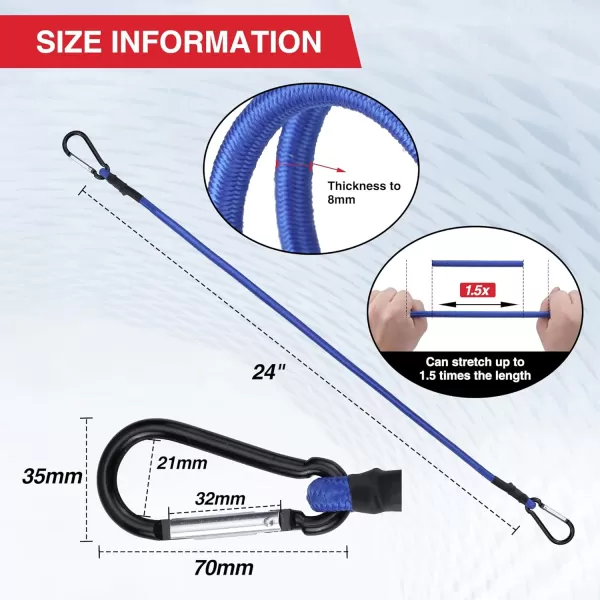 WORKPRO Bungee Cords with Aluminum Alloy Hook 8 Pack Long Heavy Duty Bungee Cord Assorted Size 18 24 48 60 Extra Strong Black Bungee Straps for Luggage Rack Camping Cargo Bike TransportingWORKPRO Bungee Cords with Aluminum Alloy Hook 8 Pack Long Heavy Duty Bungee Cord Assorted Size 18 24 48 60 Extra Strong Black Bungee Straps for Luggage Rack Camping Cargo Bike Transporting