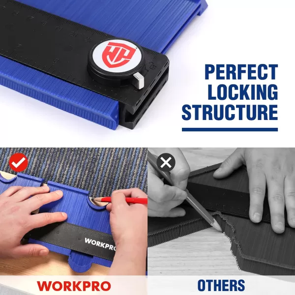 WORKPRO Connectable Contour Gauge 1010 Inch Profile Duplicator with Lock Precisely Copy Irregular Shape Gift for Father Husband Outline Marking Tool for Woodworking Floor Carpet Tile LayingWORKPRO Connectable Contour Gauge 1010 Inch Profile Duplicator with Lock Precisely Copy Irregular Shape Gift for Father Husband Outline Marking Tool for Woodworking Floor Carpet Tile Laying