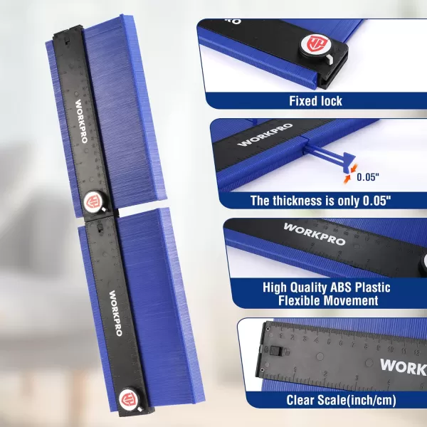 WORKPRO Connectable Contour Gauge 1010 Inch Profile Duplicator with Lock Precisely Copy Irregular Shape Gift for Father Husband Outline Marking Tool for Woodworking Floor Carpet Tile LayingWORKPRO Connectable Contour Gauge 1010 Inch Profile Duplicator with Lock Precisely Copy Irregular Shape Gift for Father Husband Outline Marking Tool for Woodworking Floor Carpet Tile Laying
