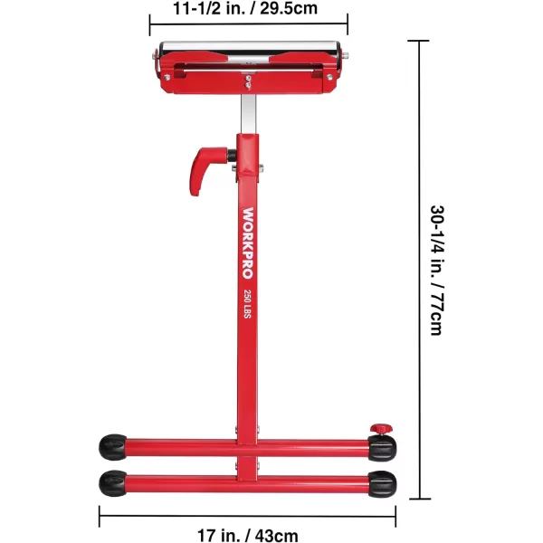 WORKPRO Folding Roller Stand Height Adjustable Heavy Duty 250 LB Load Capacity Outfeed Woodworking2