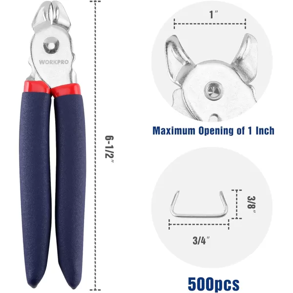 WORKPRO Hog Ring Pliers with 500 Pcs 34 Hog Rings Galvanized Steel Hog Rings Perfect for Furniture Upholstery Auto Upholstery Meat amp Sausage CasingsWORKPRO Hog Ring Pliers with 500 Pcs 34 Hog Rings Galvanized Steel Hog Rings Perfect for Furniture Upholstery Auto Upholstery Meat amp Sausage Casings