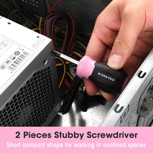 WORKPRO Magnetic Screwdrivers Set 8piece Pink Hand tools for Womens Includes Philips Flathead Slotted Stubby Screwdrivers with Organizer Rack  Pink RibbonWORKPRO Magnetic Screwdrivers Set 8piece Pink Hand tools for Womens Includes Philips Flathead Slotted Stubby Screwdrivers with Organizer Rack  Pink Ribbon