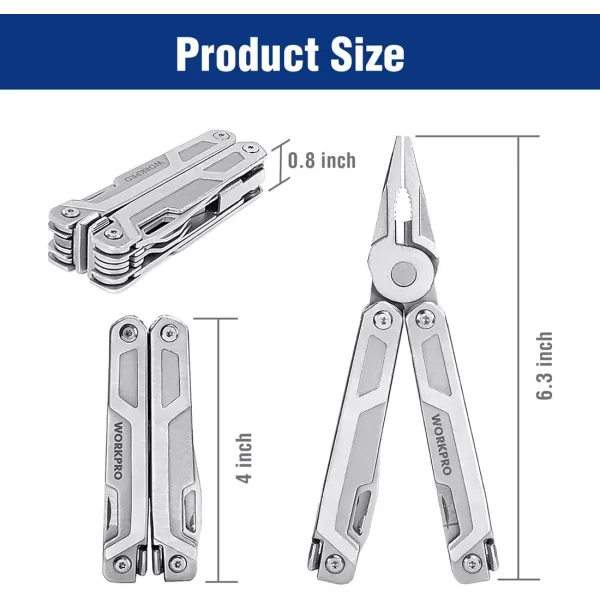 WORKPRO Multitool 15in1 Multi Tool Pocket Knife with Screwdriver Heavy Duty Multitool Pliers with Safety Locking and Sheath Perfect for Camping Fishing and HikingWORKPRO Multitool 15in1 Multi Tool Pocket Knife with Screwdriver Heavy Duty Multitool Pliers with Safety Locking and Sheath Perfect for Camping Fishing and Hiking