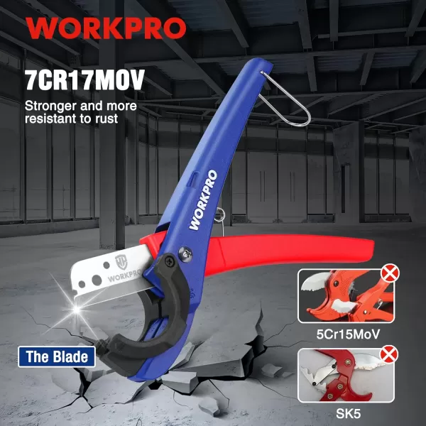 WORKPRO PEX Pipe Cutter with Sharp 7Cr17MoV Blades Hose Cutter with 18158 Cutting Capacity Tubing Cutter for PPR PE PP and Rubber Hoses Suitable for Home and Plumbing RepairsWORKPRO PEX Pipe Cutter with Sharp 7Cr17MoV Blades Hose Cutter with 18158 Cutting Capacity Tubing Cutter for PPR PE PP and Rubber Hoses Suitable for Home and Plumbing Repairs