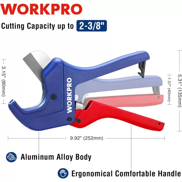 WORKPRO Ratchet PVC Pipe Cutter Tool Up to 212 Pex Cutting Tool for Cutting PEX PVC PPR and Plastic Hoses with Sharp 5Cr15MoV Stainless Steel Blades Suitable for Home Repairs and Plumbers21263mm