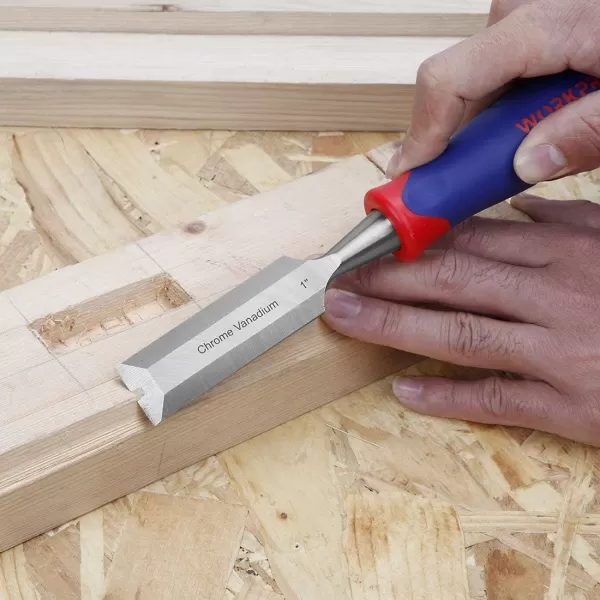WORKPRO W043007 Wood Chisel 1 In Wide Blade ChromeVanadium Steel Construction Single Pack34 in